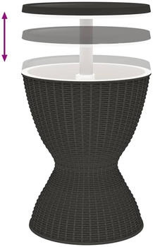 vidaXL 3-in-1 Tisch mit Eiskühler schwarz Polypropylen