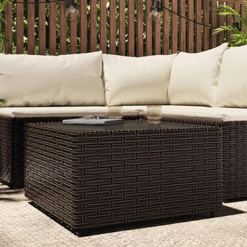vidaXL Garten-Couchtisch Quadratisch braun 50x50x30 cm Poly Rattan