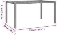 vidaXL Gartentisch mit Holzplatte Schwarz Poly Rattan & Akazienholz