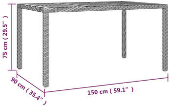 vidaXL Gartentisch mit Holzplatte schwarz Poly Rattan & Akazienholz