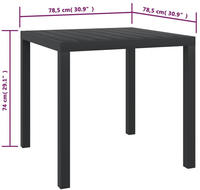 Gartentisch Schwarz 80x80x74 Cm Aluminium Und Wpc - Vidaxl