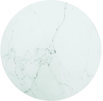 vidaXL Tischplatte&Oslash;40x0,8 cm Hartglas in Marmoroptik wei&szlig;