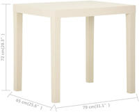 vidaXL Gartentisch Wei&szlig; 79x65x72 cm Kunststoff