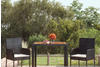 vidaXL Gartentisch mit Holzplatte schwarz 90x90x75 cm Poly Rattan