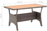vidaXL Gartentisch Grau 120x70x66 cm Poly Rattan