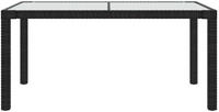 vidaXL Gartentisch 150x90x75 cm Geh&auml;rtetes Glas Poly Rattan Schwarz
