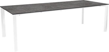 Stern Penta Ausziehtisch 200/250x100 cm Aluminium/Silverstar Weiß Metallic Grau
