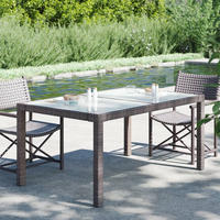 vidaXL Gartentisch 150x90x75 cm Geh&auml;rtetes Glas Poly Rattan Braun