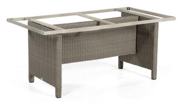 SonnenPartner Tisch Base-Polyrattan, Aluminium / Kunststoffgeflecht stone-grey, 160 x 90 cm, Tischplatte Compact, HPL, beton-dunkel