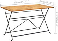 vidaXL Klappbarer Gartentisch 120x70x74 cm Massivholz Akazie