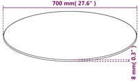 vidaXL Tischplatte aus geh&auml;rtetem Glas rund 700 mm