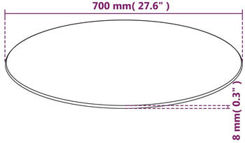 vidaXL Tischplatte aus gehärtetem Glas rund 700 mm