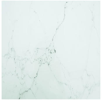 vidaXL Tischplatte80x80 cm 6 mm Hartglas in Marmoroptik wei&szlig;