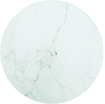 vidaXL TischplatteØ30x0,8 cm Hartglas in Marmoroptik weiß