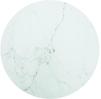 vidaXL TischplatteØ60x0,8 cm Hartglas in Marmoroptik weiß