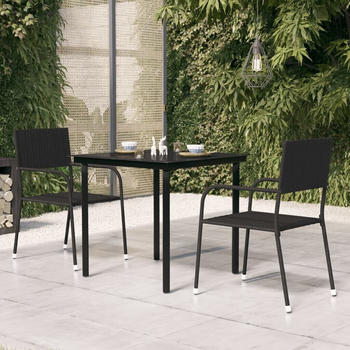 vidaXL Garten-Esstisch schwarz 80x80x74 cm Stahl und Glas