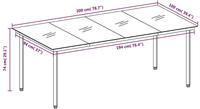 vidaXL Garten-Esstisch Schwarz 200x100x74 cm Stahl und Glas