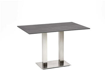 Niehoff Tisch Bistro Edelstahl - 140 x 95 cm HPL Beton-Design