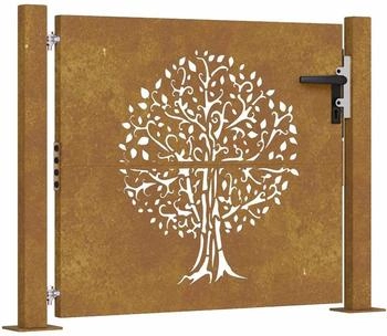 vidaXL Gartentor mit Baum-Design aus Cortenstahl 105x80 cm (153214)