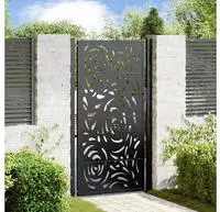 vidaXL Gartentor Schwarz 100x175 cm Stahl Flammendesign