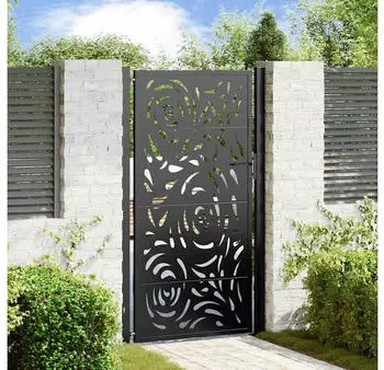 vidaXL Gartentor Stahl Flammen-Design Schwarz (4100992)