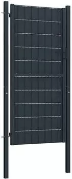 vidaXL Zauntor PVC und Stahl 100x204cm Anthrazit
