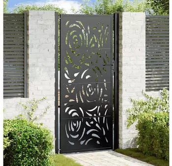 vidaXL Gartentor Stahl Flammen-Design Schwarz 100x200cm (4100993)