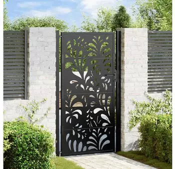 vidaXL Gartentor Stahl Wellendesign Schwarz 100x175cm (4100972)