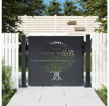 vidaXL Gartentor Baum-Design Anthrazit 105x105cm Stahl (153155)