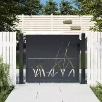 vidaXL Gartentor Anthrazit 100x75 cm Stahl Gras-Design