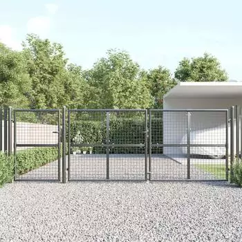 vidaXL Maschen-Gartentor anthrazit 400x125cm verzinkter Stahl (154546)