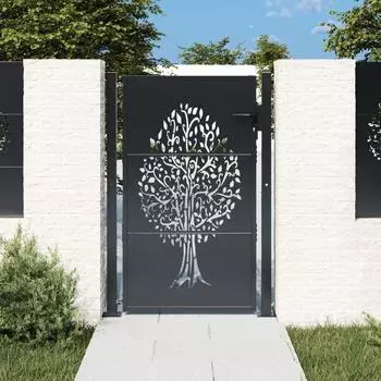 vidaXL Gartentor Stahl Baum-Design anthrazit 105x155cm (153157)