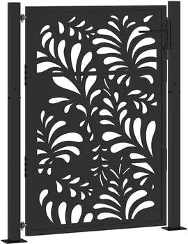 vidaXL Gartentor Stahl Wellendesign Schwarz 100x125cm (4100970)