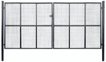 vidaXL Maschen-Gartentor verzinkter Stahl 400x200cm Grau (143379)