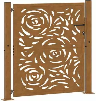 vidaXL Gartentor 100x100cm Verwitterungsstahl Flammendesign (4100994)