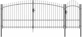vidaXL Gartentor mit Spear-Spitze, Stahl, Schwarz, 100x400cm