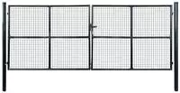 vidaXL Maschen-Gartentor verzinkter Stahl 400 x 150 cm Grau
