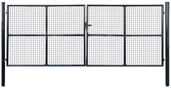 vidaXL Maschen-Gartentor verzinkter Stahl 400x150cm, grau (143377)