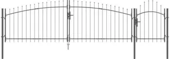 vidaXL Gartentor mit Schloss Speartop 100x500cm Stahl, grau (42008917)