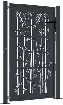vidaXL Gartentor Bambus-Design anthrazit, Stahl, abschließbar (153180)