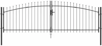 vidaXL Doppeltor Woerden mit Schloss, grau, 400x199,5cm, Stahl (42008857)
