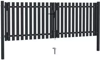 vidaXL Doppelflügel-Zauntor Stahl anthrazit 306x125cm (146352)