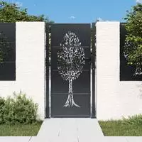 vidaXL Gartentor Anthrazit 100x200 cm Stahl Baum-Design