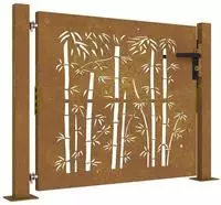 vidaXL Gartentor 100x100 cm Cortenstahl Bambus-Design