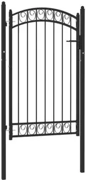 vidaXL Zauntor mit gew&ouml;lbter Spitze, Stahl, schwarz, 100x150cm (146370)