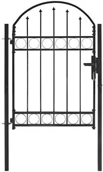 vidaXL ASSEN Gartentor mit Bogenabschluss, Stahl, schwarz, 102x125cm (143085)
