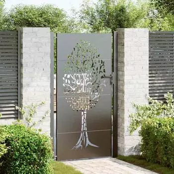 vidaXL Gartentor schwarz 110x205cm, pulverbeschichteter Stahl