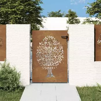 vidaXL Gartentor Cortenstahl Baum-Design 85x150cm (153211)