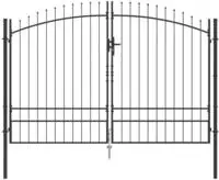 vidaXL Doppeltor WOERDEN 299,5 x 249,5 cm Stahl Grau Abschlie&szlig;bar