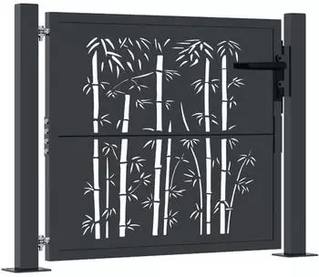 vidaXL Gartentor Bambus-Design anthrazit 100x75cm Stahl (153178)